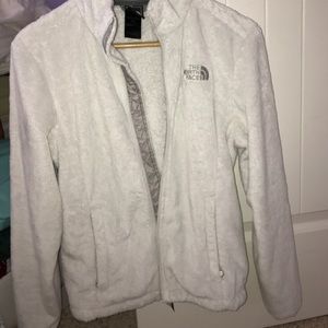 Fuzzy White North Face jacket