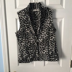 Black and white leopard fleece vest