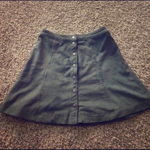 Olive green suede skirt