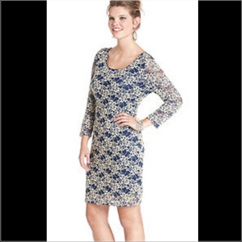 Blue and cream long sleeve dress never worn