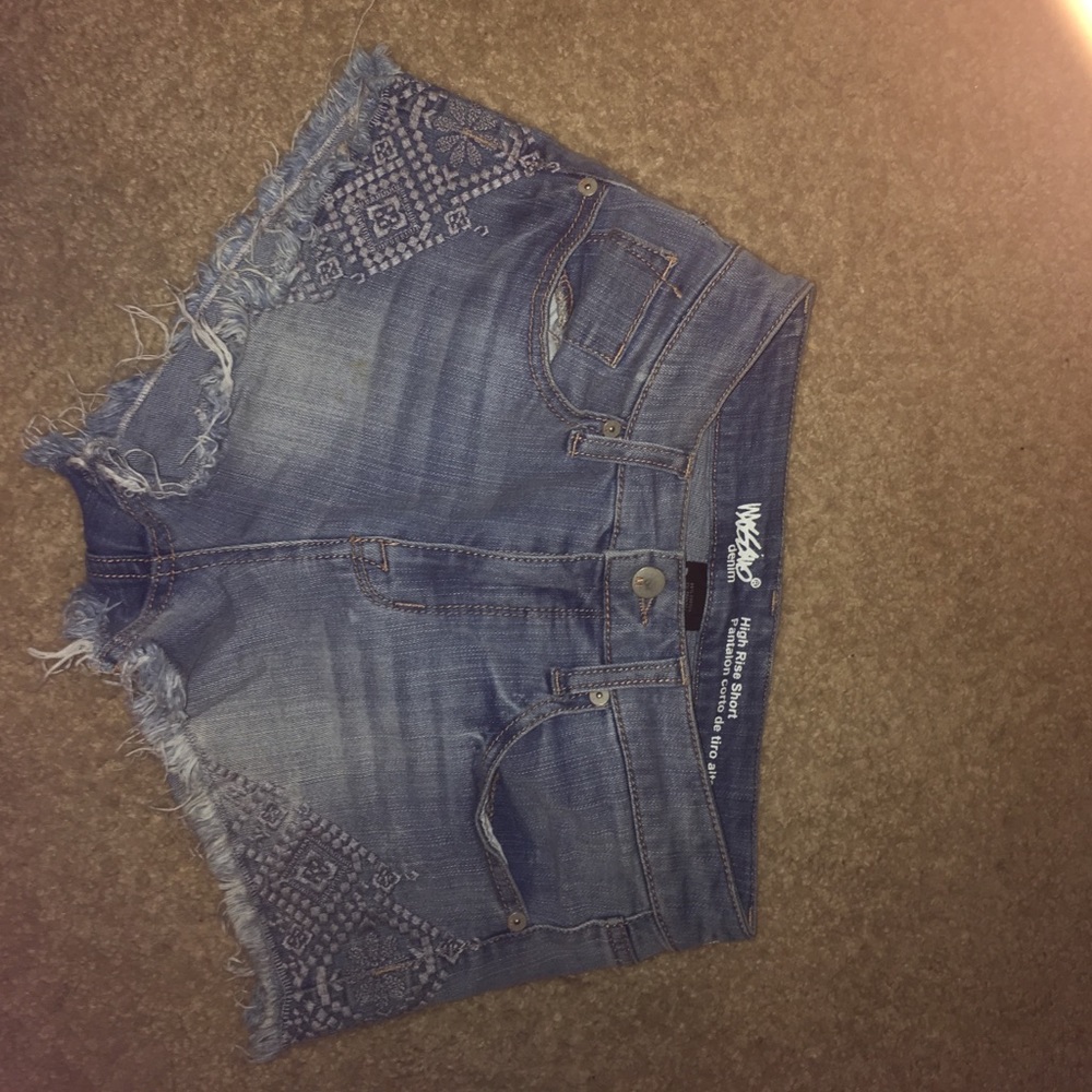 High rise denim shorts