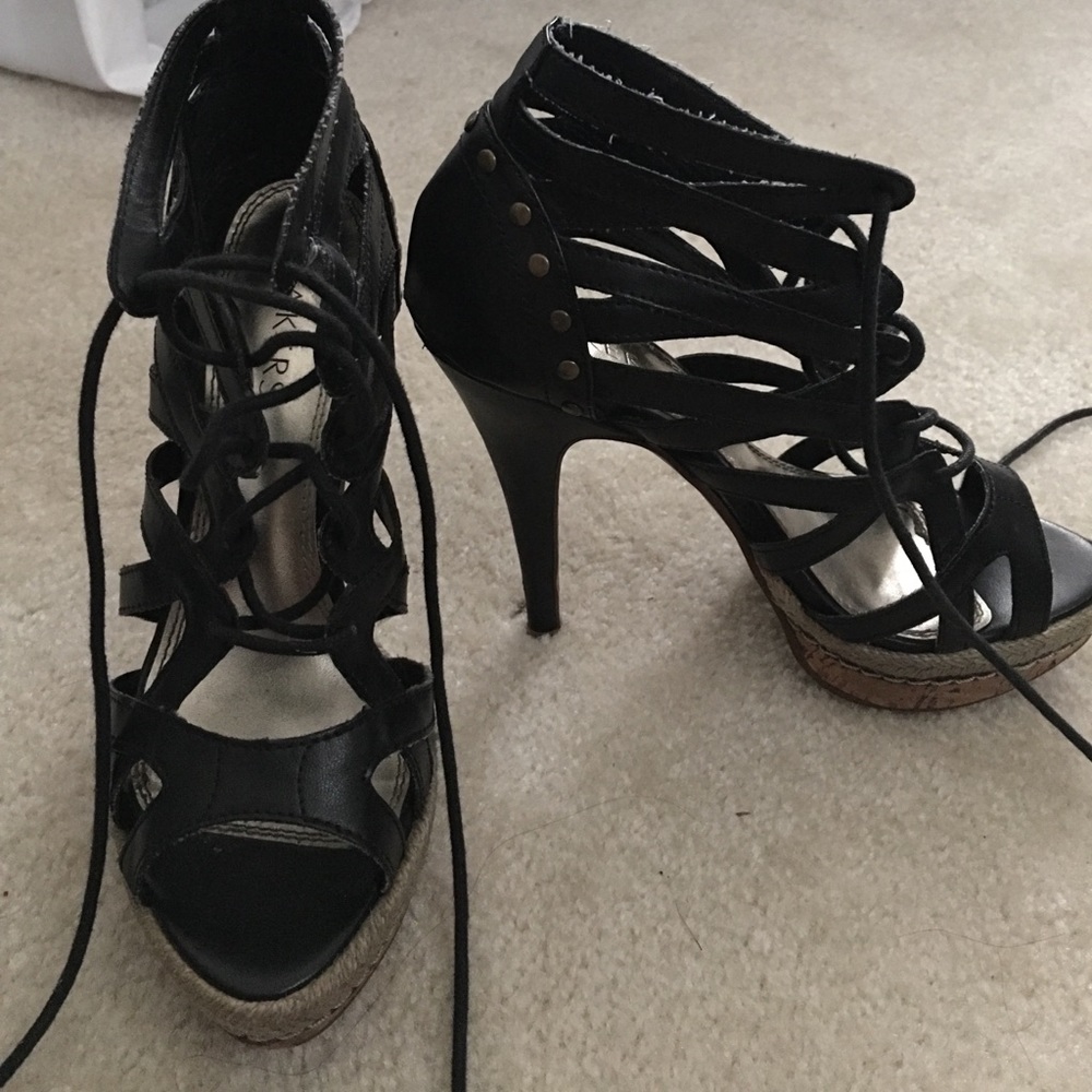 Bakers Shoes lace up caged heels