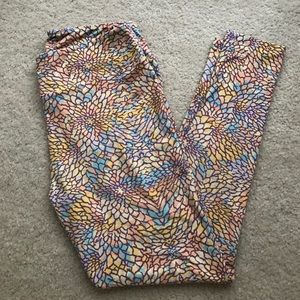 LuLaRoe TC Leggings Pastel Dahlia Print