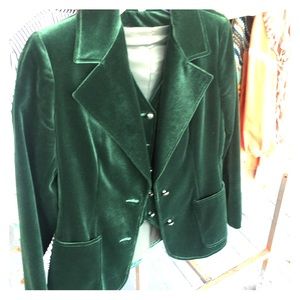 Vintage Green Velvet Blazer & Matching Vest