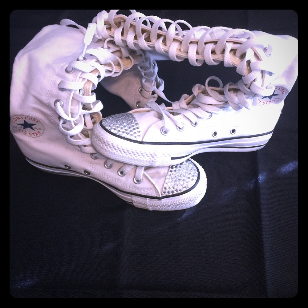 ALLSTARS.....knee high white with bling toes