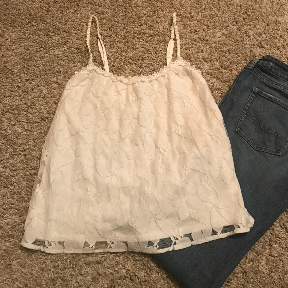 Adorable Hollister White Lace Top