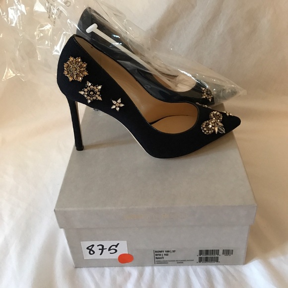 Jimmy Choo Romy 100 Navy US7 EU 37 - Picture 3 of 4
