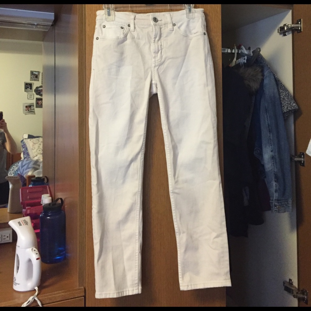 Free People Straight-leg Cream Pants