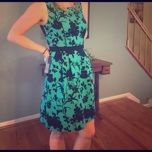 The Limited Green and Black Floral Dress