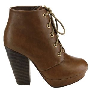 Chunky Brown Platform Ankle Boots