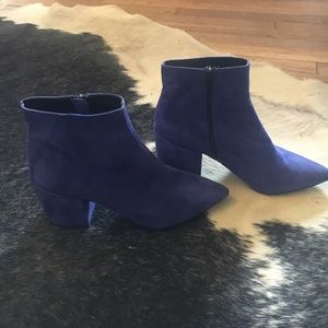 Blue suede booties