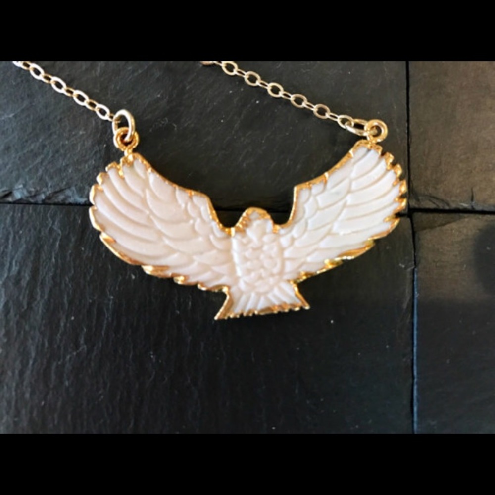 Ivory dipped eagle pendant on gold filled chain