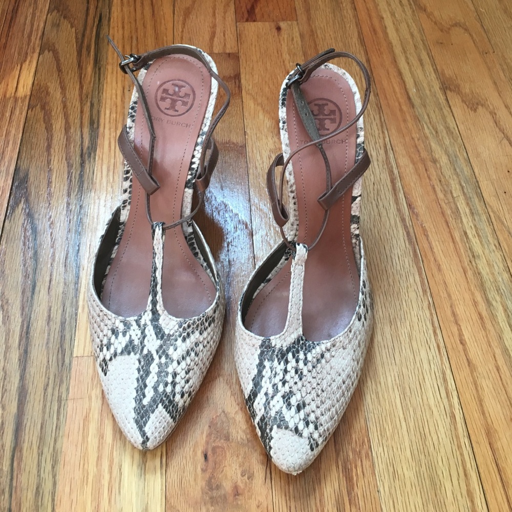 TORY BURCH Snakeskin Wedges
