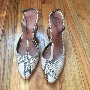 TORY BURCH Snakeskin Wedges