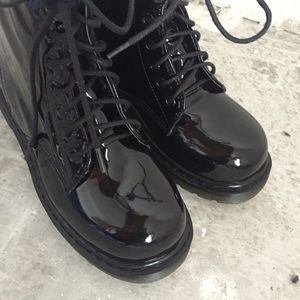 NEW Black Shiny Combat Boots