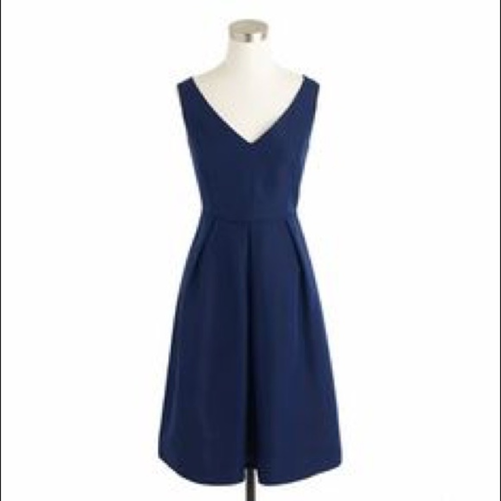 J. Crew KAMI DRESS IN CLASSIC FAILLE (size 8 Navy)