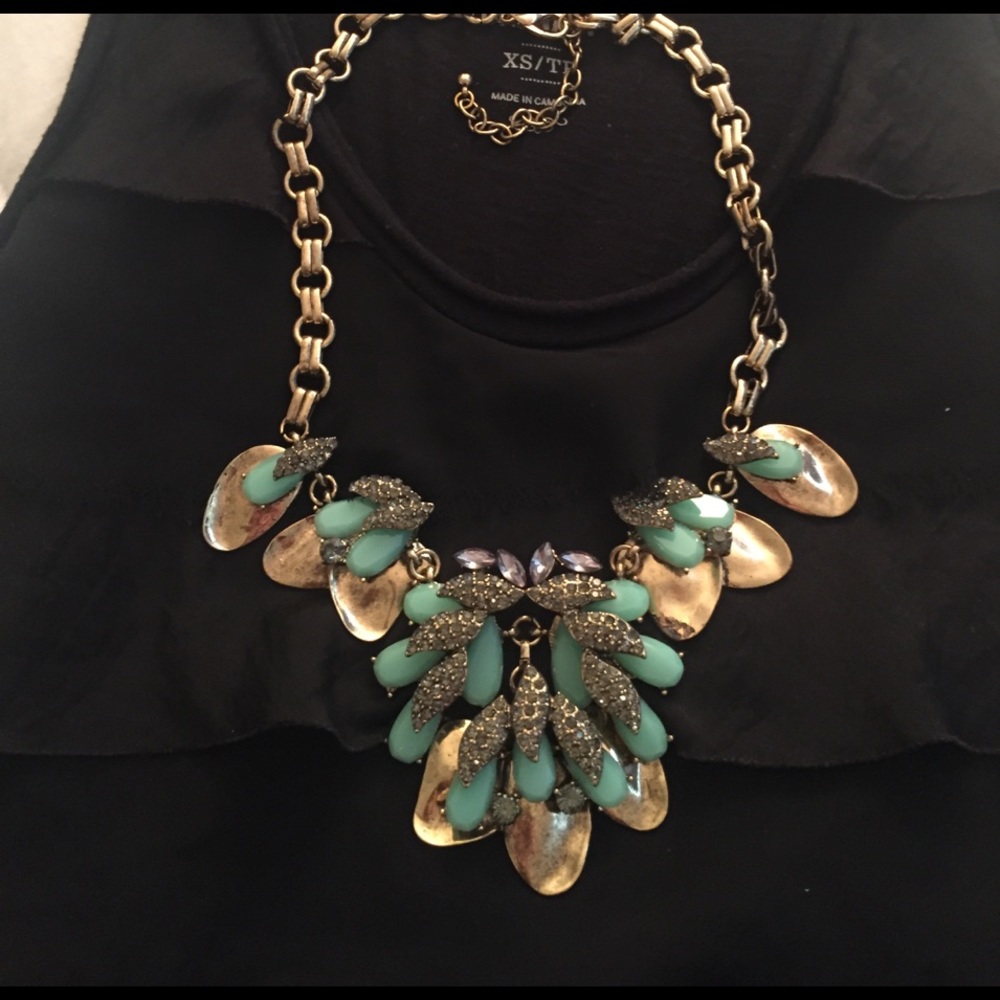 T&J Designs Green and Gold Statement Necklace