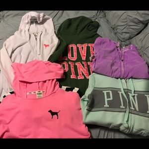 5 Victoria Secret Pink Sweatshirts Small/Med Fits
