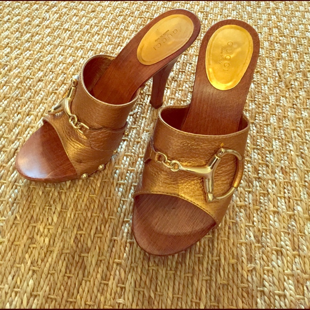 Gucci Metallic Gold Clogs