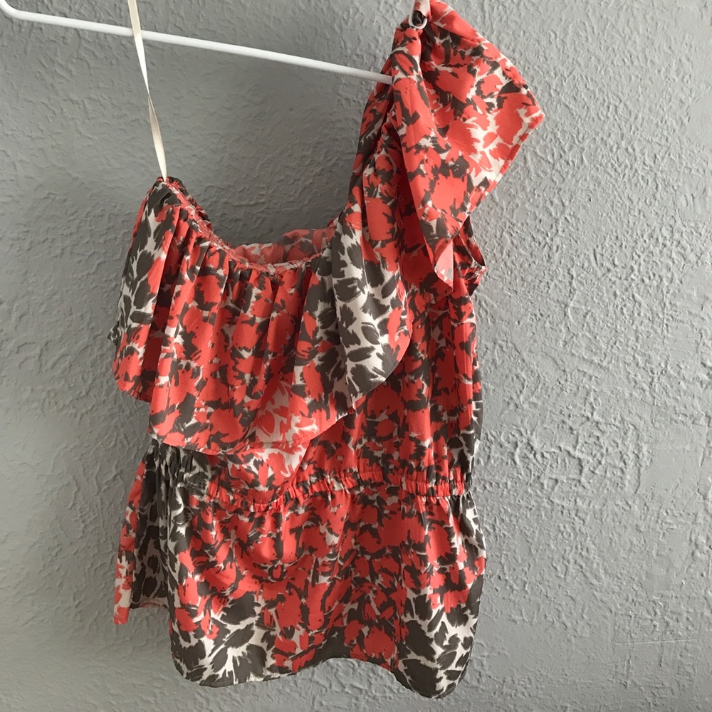 One shoulder Banana Republic print top