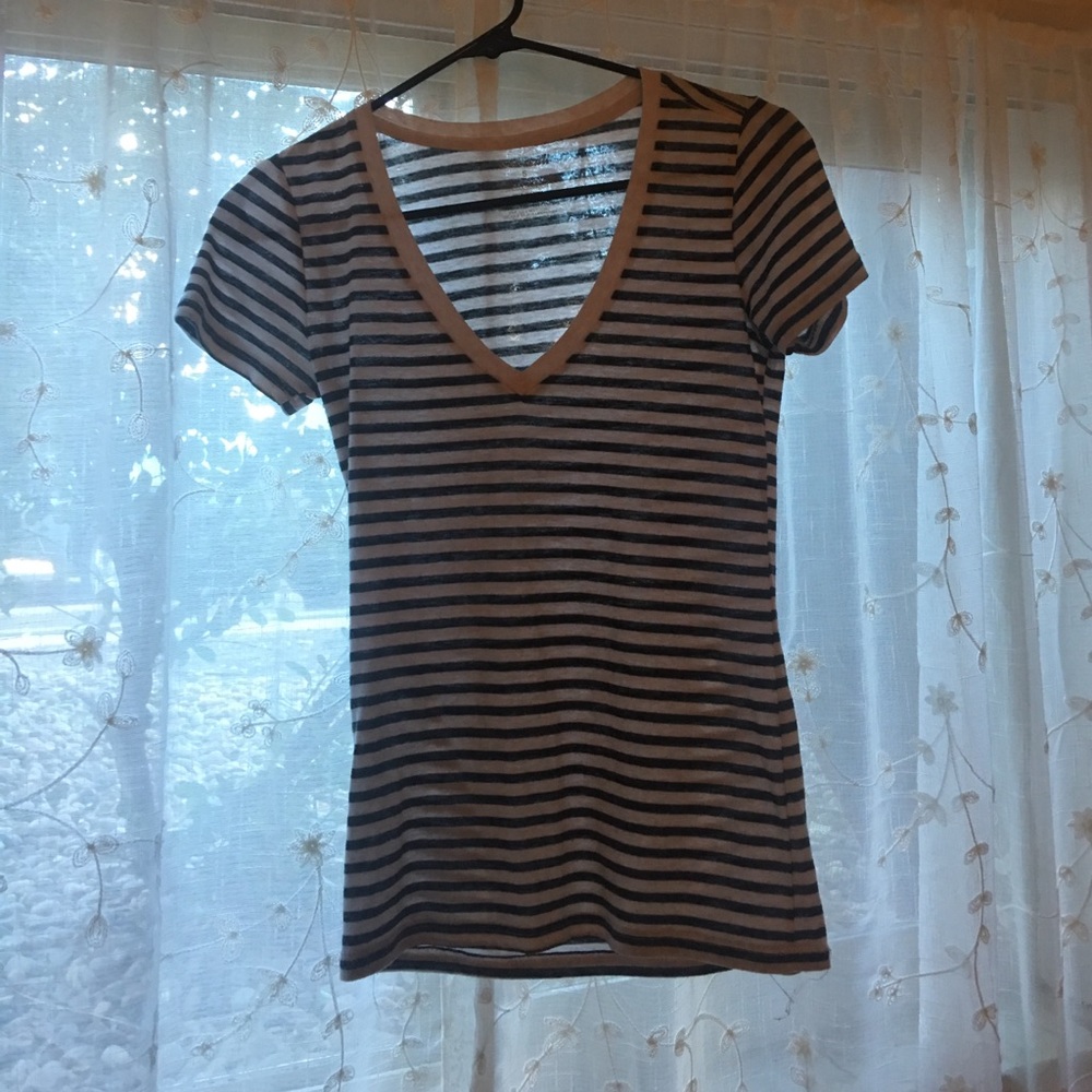 Striped V-neck.