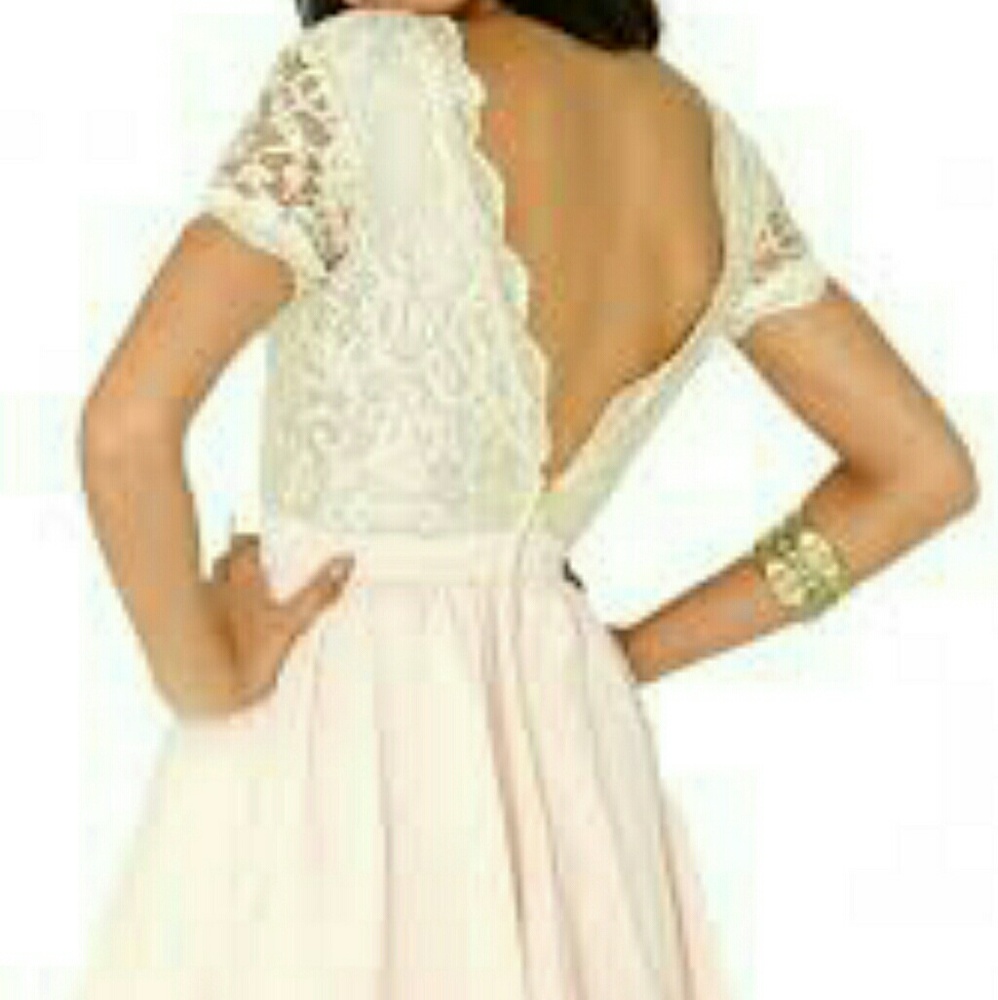 Aleena lace plunge neck puffball dress