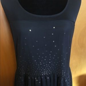 Glamorous black sequin midi dress with sheer top