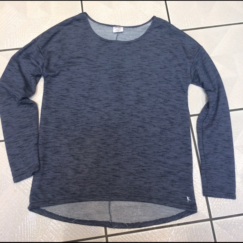 Grey blue lightweight sweatshirt.