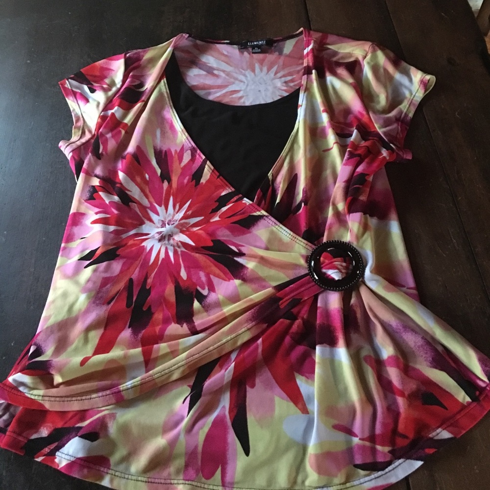 Bright colored faux wrap shirt / EUC / PL