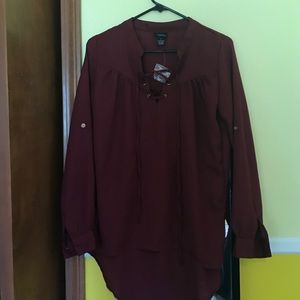 Maroon lace up shirt