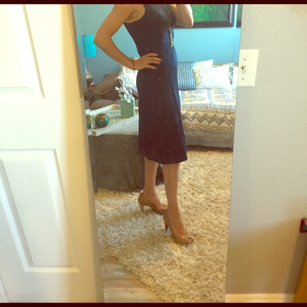 Teal knit/crochet Catherine Malandrino dress
