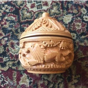 Small Hand Carved Wooden Jewelry Box