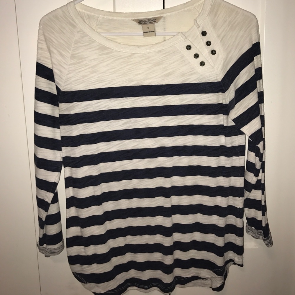 Navy and White Striped Lucky Brand Top