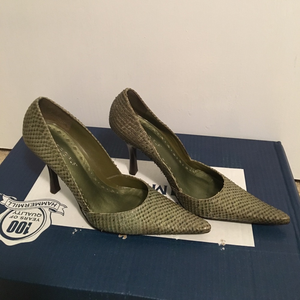 Green Crocodile Print BCBGirls 3" Heels