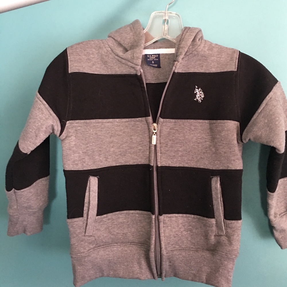 Toddler US polo assn hoodie-gray and black