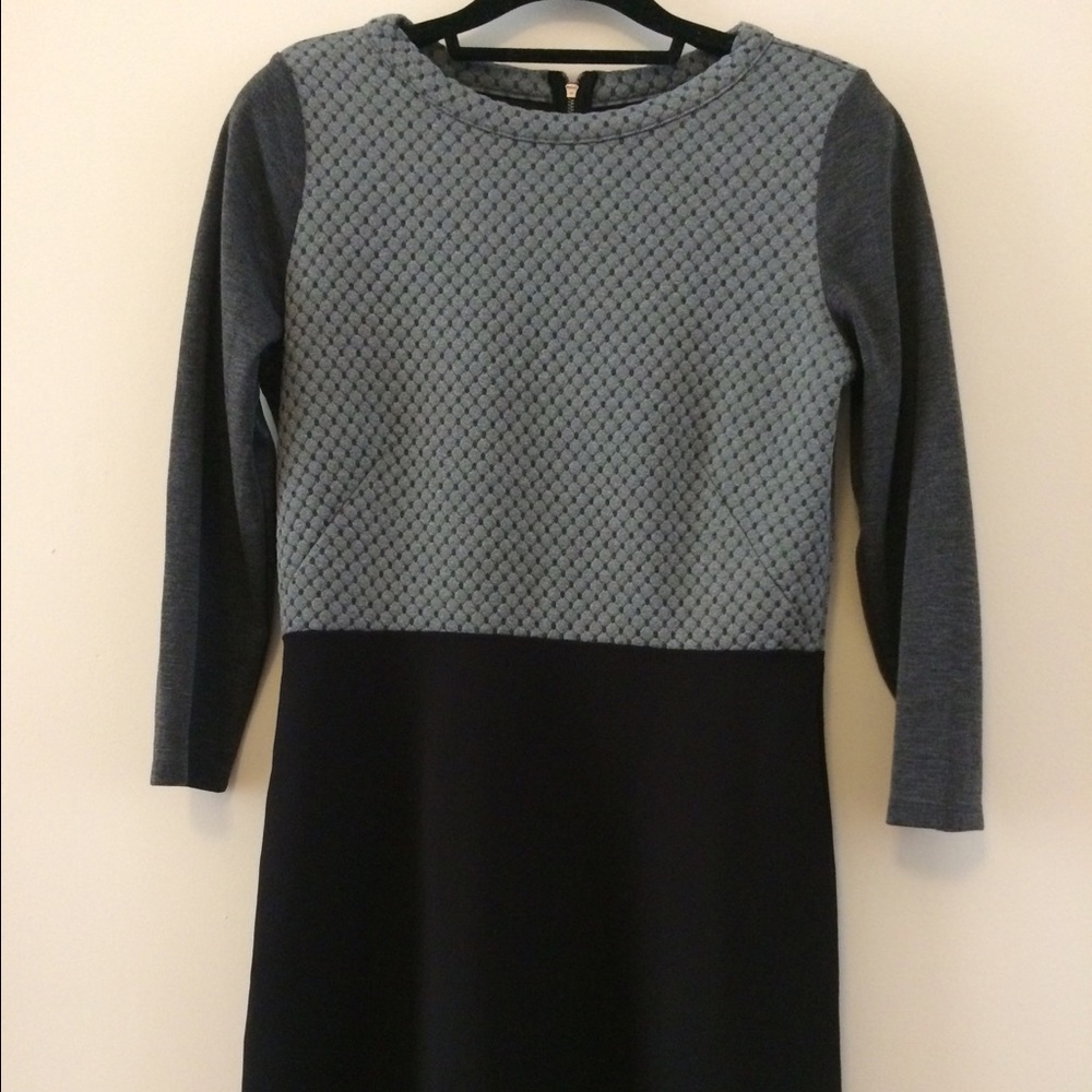 LOFT NWOT soft grey and black dress