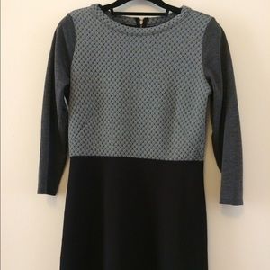 LOFT NWOT soft grey and black dress