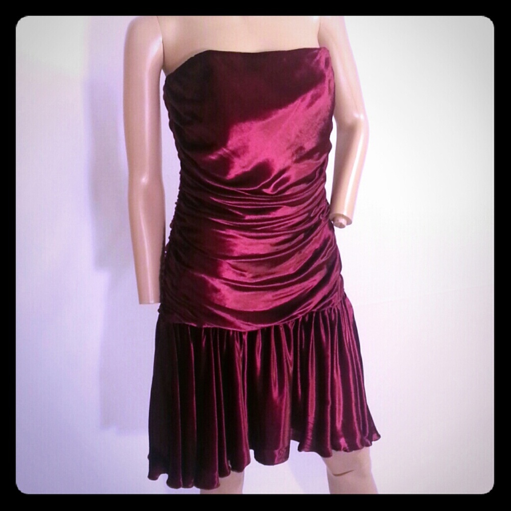 Vintage Betsey Johnson Holiday Xmas Maroon Velvet Party Dress