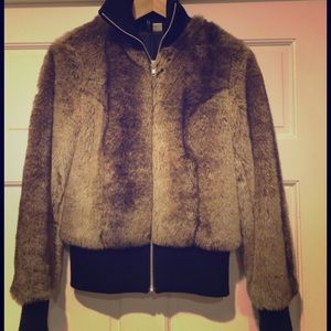 FAUX fur H&M DIVIDED bomber jacket