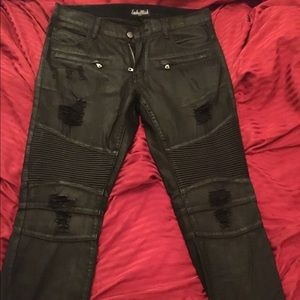 Men's distressed black EMBELLISH JEANS
