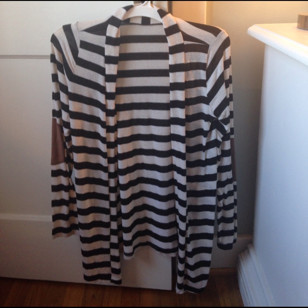 Striped cardigan with elbow patches