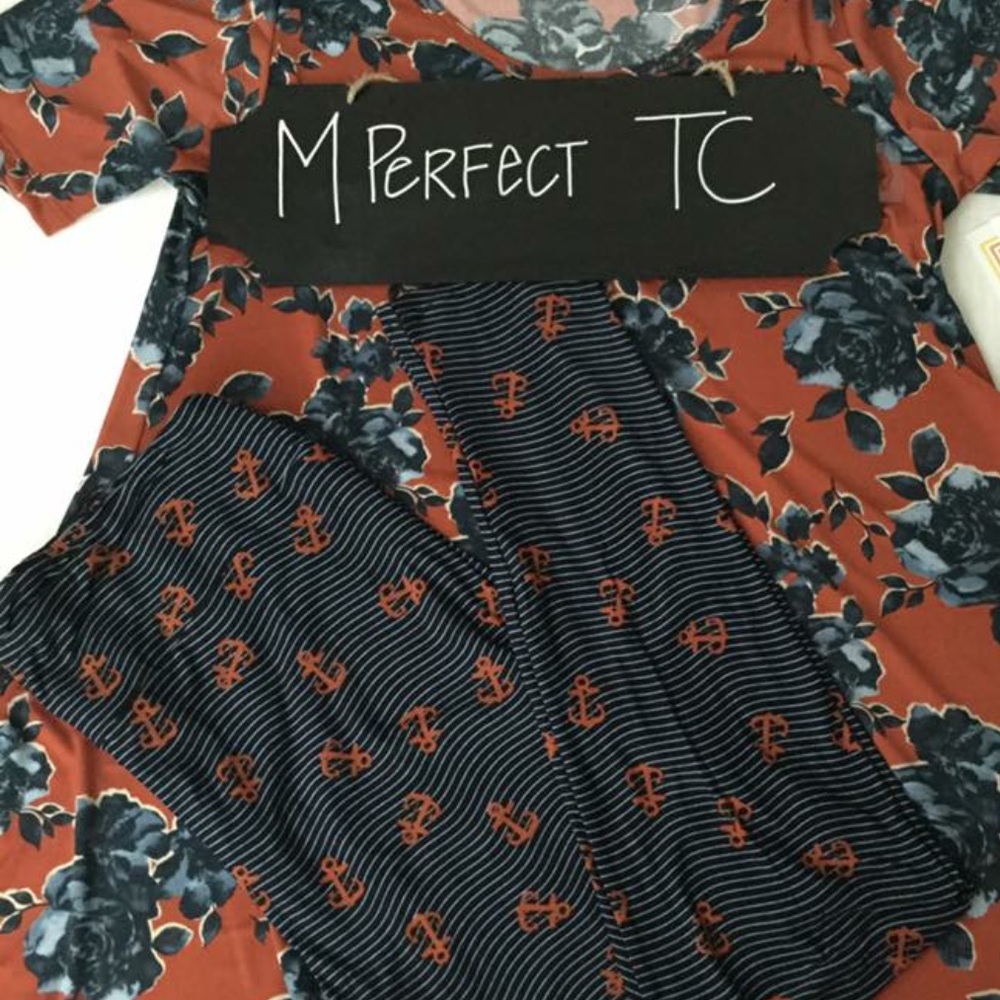 LuLaRoe Anchor leggings TC & Perfect T