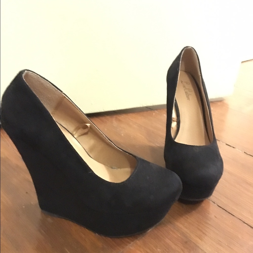 Suede platform wedges