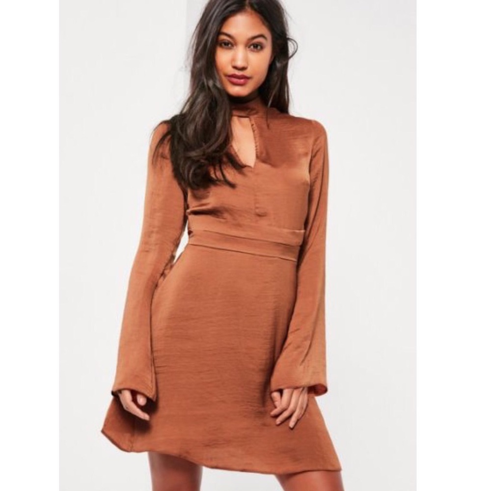 Missguided rust choker keyhole dress