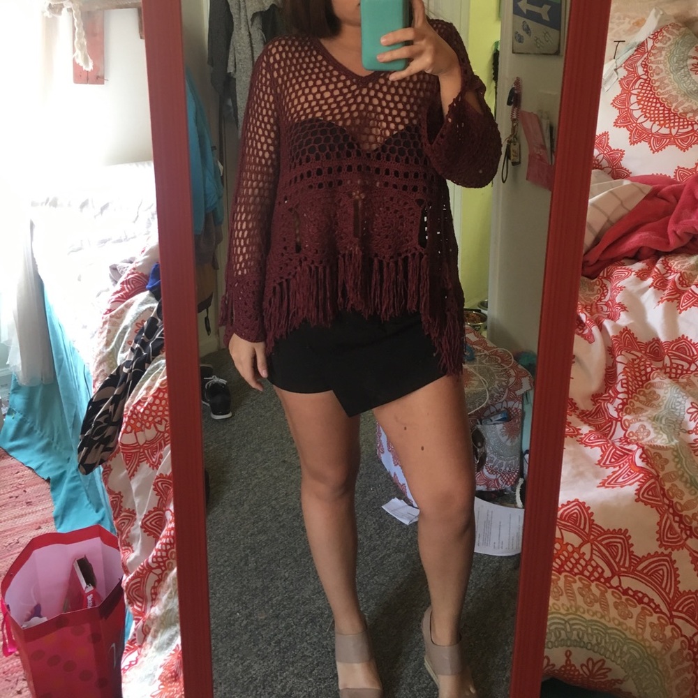 Crochet Maroon top! Super cute! Altar'D State!