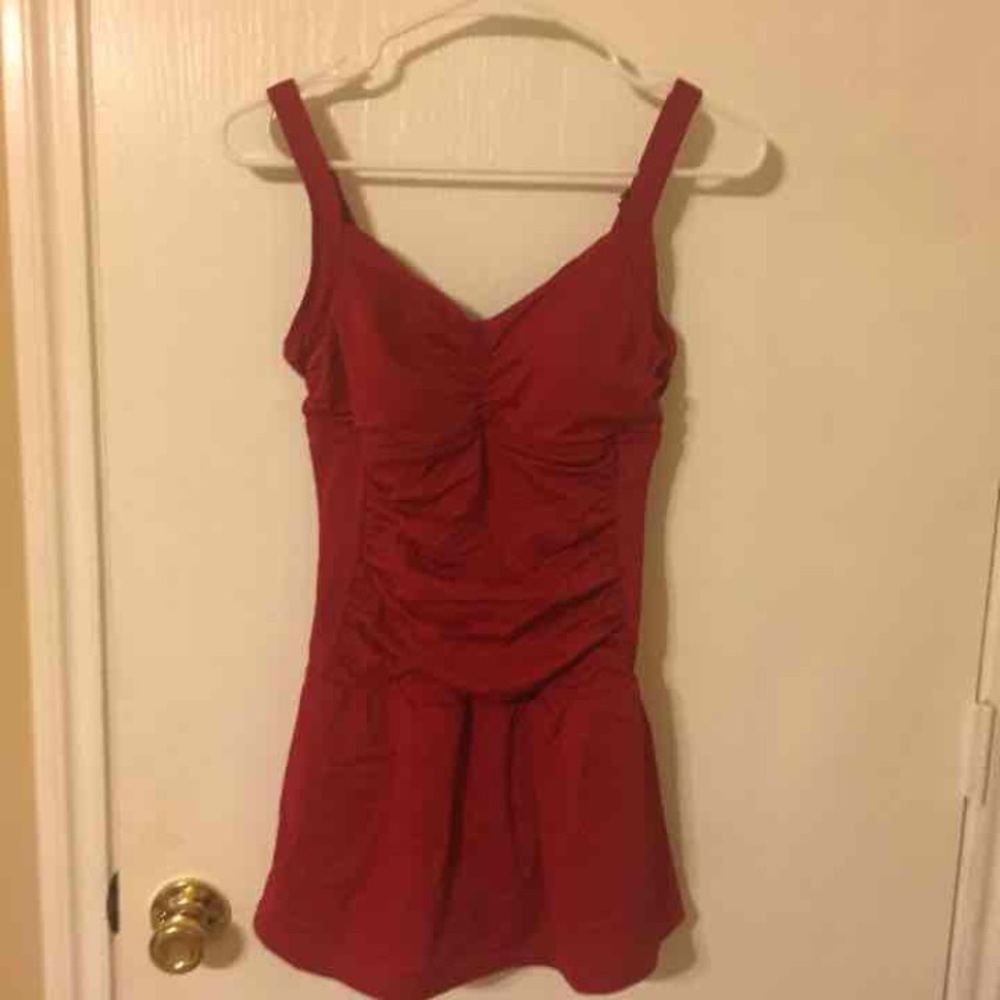 Red one piece swimsuit