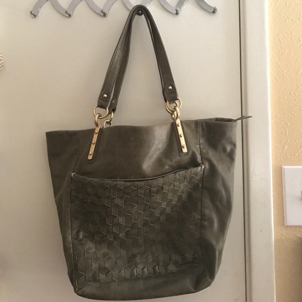Elliott Lucca Olive Green Boho Tote Leather Bag