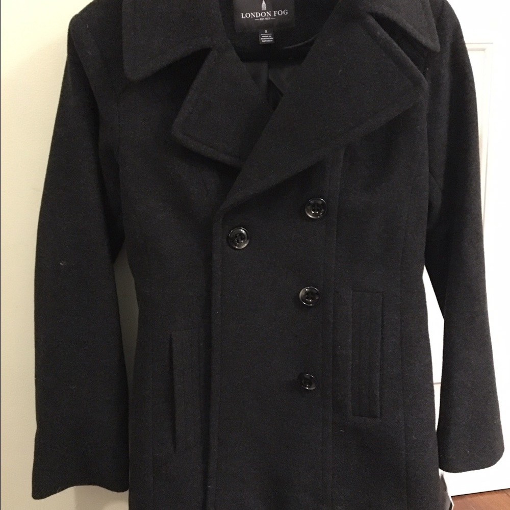 Charcoal pea coat with scarf