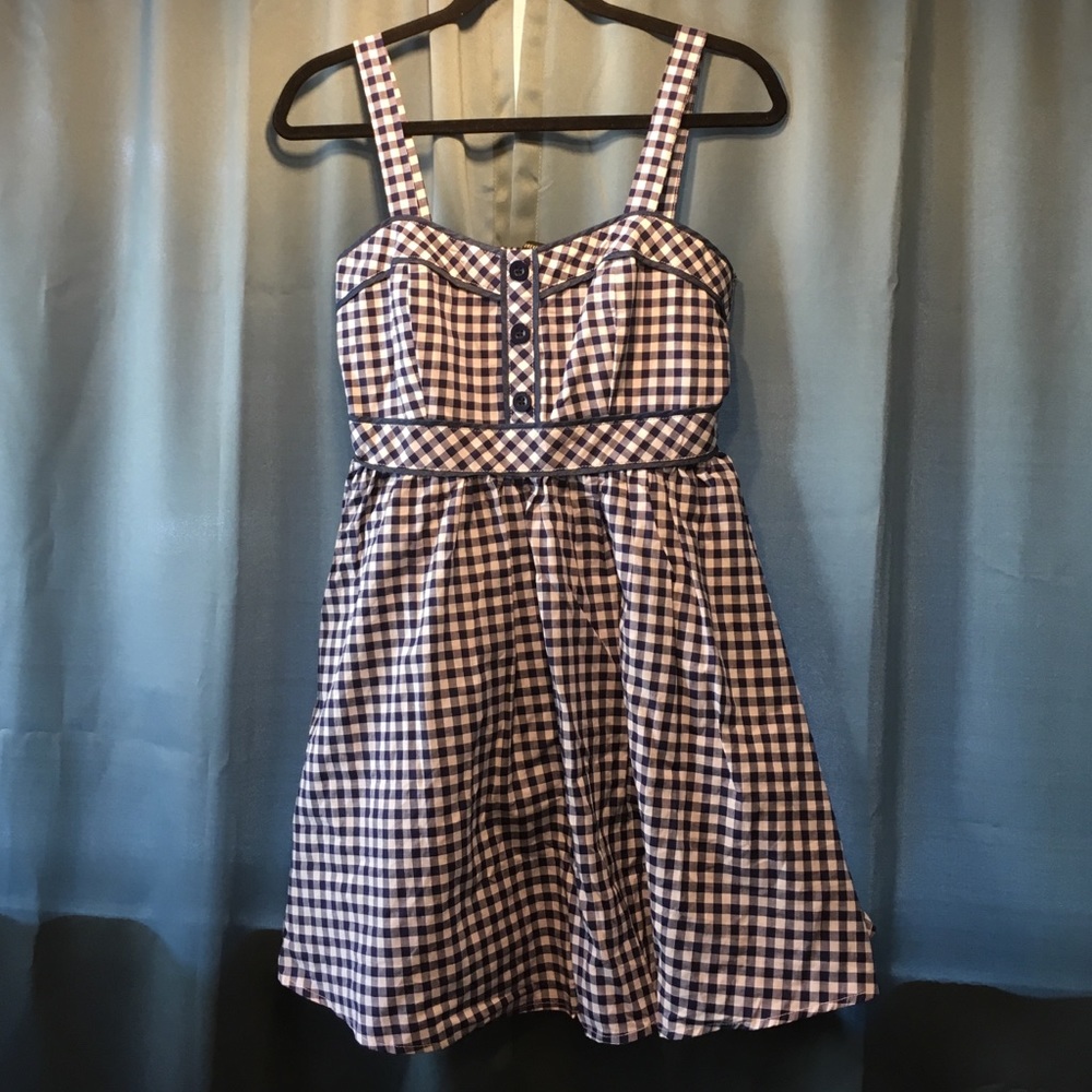 Blue and white gingham dress