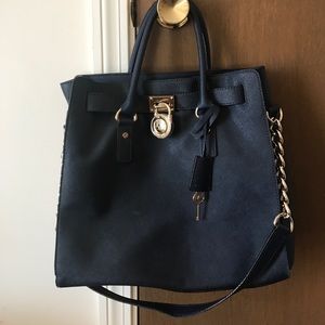Large Hamilton Saffiano Satchel! Navy blue.